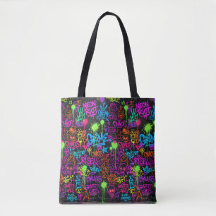 Neon-Graffiti-Street-Art-Collage-Muster Tasche