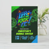 Neon Graffiti Teenager Bubble Soccer Einladung (Stehend Vorderseite)