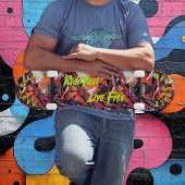 Neon Graffiti & Yellow 'Ride Fast Live Free' Motto Skateboard