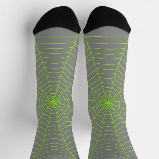 Neon graues Spinnennetz Halloween Socken (Oben)