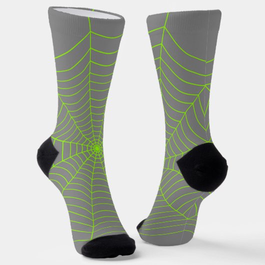 Neon graues Spinnennetz Halloween Socken (Gewinkelt)