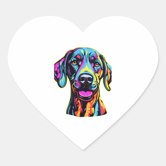 Neon Great Dane Herz-Aufkleber (Vorderseite)