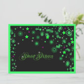 Neon Green 16 . Geburtstag Einladung (Stehend Vorderseite)