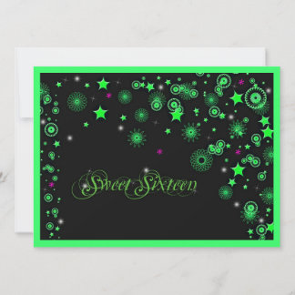 Neon Green 16 . Geburtstag Einladung