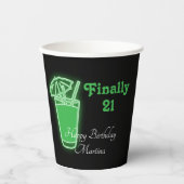 Neon Green 21. Geburtstag Pappbecher (Vorderseite)