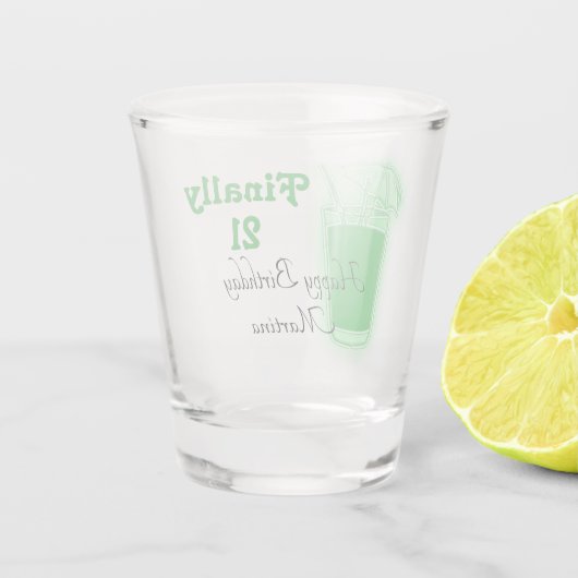 Neon Green 21. Geburtstag Schnapsglas (Rückseite)
