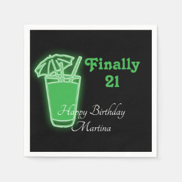 Neon Green 21. Geburtstag Serviette