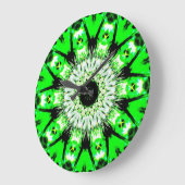 Neon Green Abstract Thistle Pattern Clock by KLM Große Wanduhr (Winkel)