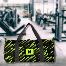 Neon Green Abstrakt Geometric Custom Gym Sports Duffle Bag