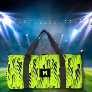 Neon Green Abstrakt Geometric Stripes Gym Sports Duffle Bag
