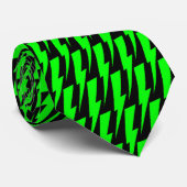 Neon Green and Black Lightning Bolt Necktie Krawatte (Gerollt)