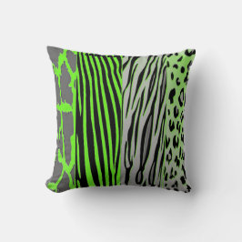Neon Green Animal Print Kissen für einen modernen 