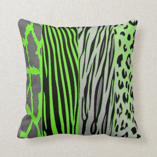 Neon Green Animal Print Kissen für einen modernen