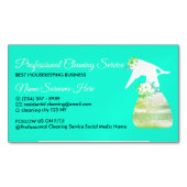 Neon Green Aquamarin Maid Spray Blume Reinigung Magnetische Visitenkarte (Vorderseite)