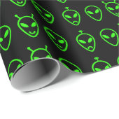 Neon Green Außerirdischen Geschenkpapier (Rolleneckpunkt)