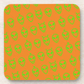 Neon Green Außerirdischen Getränkeuntersetzer (Vorderseite)