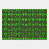 Neon Green Außerirdischen Packpapier Sheets Geschenkpapier Set (Vorderseite 3)