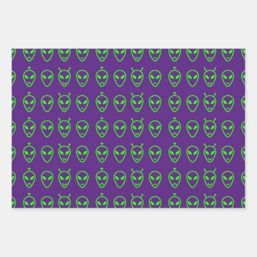 Neon Green Außerirdischen Packpapier Sheets Geschenkpapier Set (Vorderseite 2)