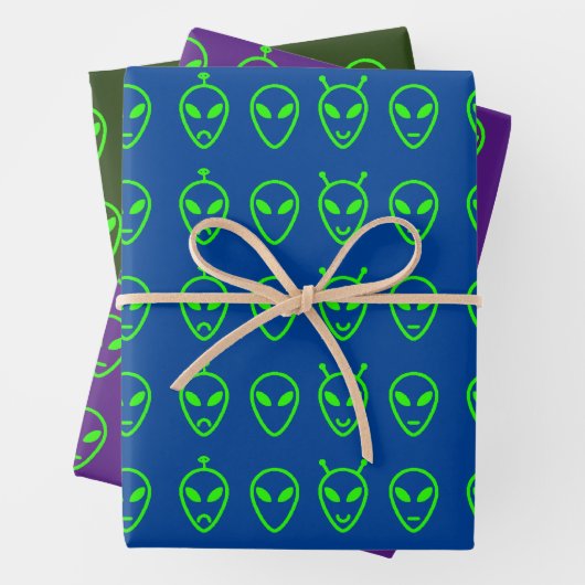 Neon Green Außerirdischen Packpapier Sheets Geschenkpapier Set (Beispiel)