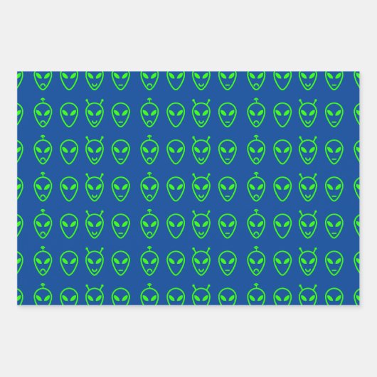 Neon Green Außerirdischen Packpapier Sheets Geschenkpapier Set (Vorderseite)