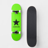 Neon Green Background Black Star Custom Skateboard (Vorderseite)