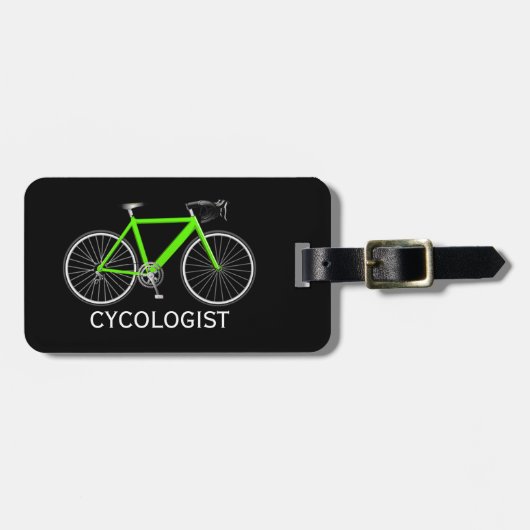Neon Green Bicycle On Black Gepäckanhänger (Vorderseite horizontal)
