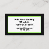 Neon Green Bike on Black Visitenkarte (Rückseite)