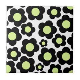 Neon Green Black Blume Fliese