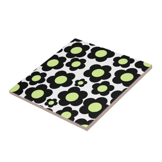 Neon Green Black Blume Fliese (Seite)