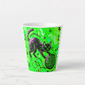 Neon Green Black Cat Milchtasse (Vorderseite)
