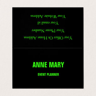 Neon Green Black Custom Color Wedding Event Trendy Visitenkarten