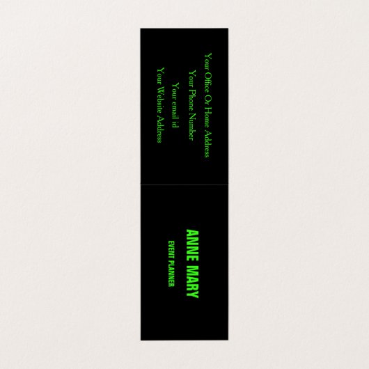 Neon Green Black Custom Color Weddings Moderne Coo Visitenkarten (Außenseite Aufgefaltet)