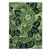 Neon Green Black Damask India Mandala Blank Inside (Vorne)