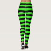 Neon Green & Black Halloween Streifen Hexenkostüm Leggings (Rückseite)