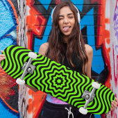 Neon Green Black Muster optische Illusion Custom Skateboard