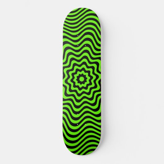 Neon Green Black Muster optische Illusion Custom Skateboard (Vorderseite)