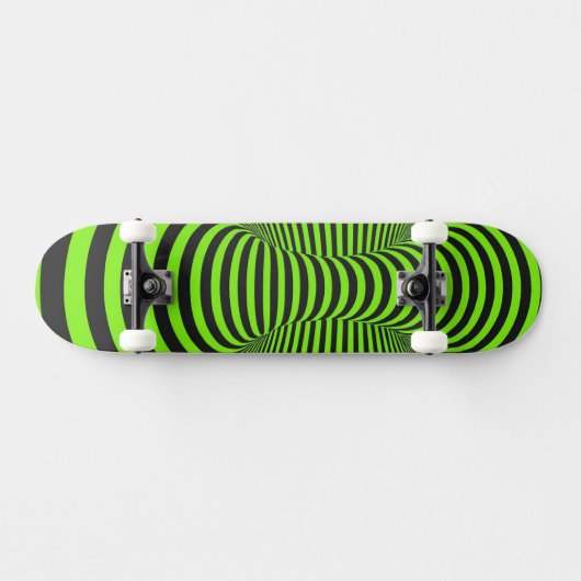 Neon Green & Black Optical Illusion Unisex Skateboard (Horizontal)