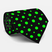 Neon Green, Black Polka Dots Krawatte (klein & kle (Gerollt)