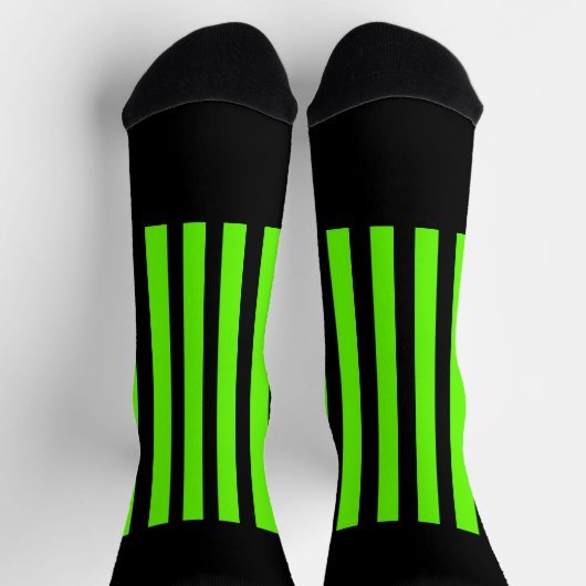 Neon Green Black Stripes Crew Socks Socken (Oben)