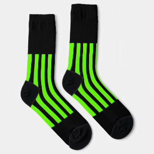 Neon Green Black Stripes Crew Socks Socken