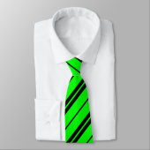 Neon Green & Black, Thick & Thick Stripes Krawatte (Gebunden)