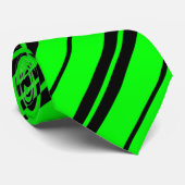 Neon Green & Black, Thick & Thick Stripes Krawatte (Gerollt)