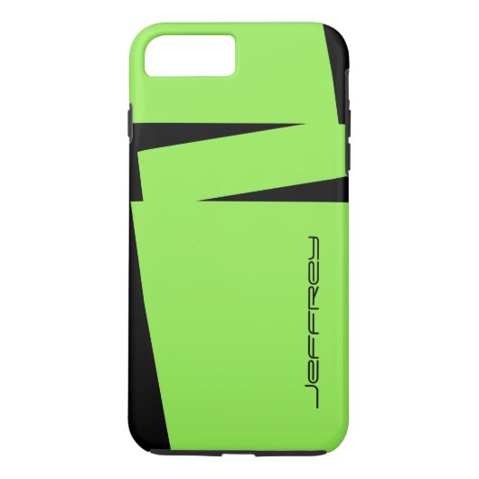 Neon Green & Black Triple Strip, Name personalisie Case-Mate iPhone Hülle (Rückseite)