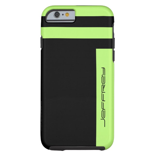 Neon Green Black Two Way Strip, Name, Minimalistis Case-Mate iPhone Hülle (Rückseite)