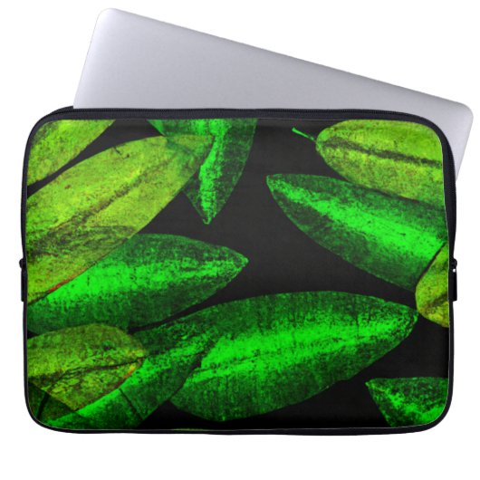 Neon Green Blätter Art. Jetzt kaufen Laptopschutzhülle (Vorderseite)