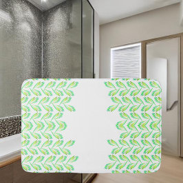 Neon Green Blätter - Fraktal Art, Badematte