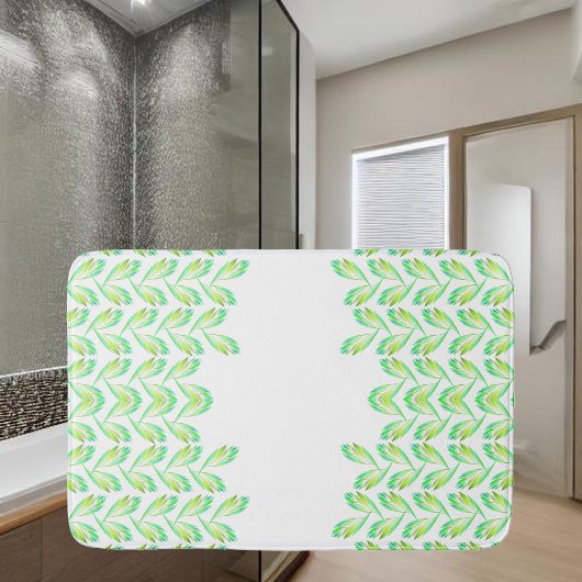 Neon Green Blätter - Fraktal Art, Badematte