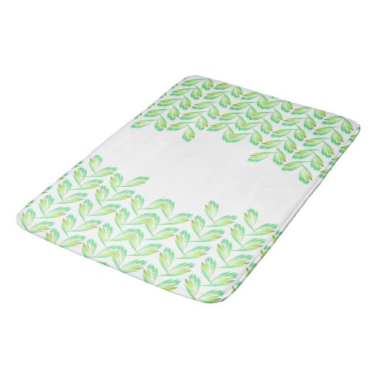 Neon Green Blätter - Fraktal Art, Badematte (Schrägansicht)