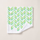 Neon Green Blätter - Fraktal Art, Badhandtuch Set (Waschlappen)