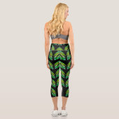 Neon Green Blätter - Fraktal Art, Capri Leggings (Rückseite)